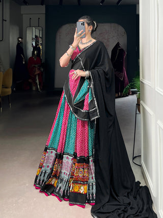 pure-rayon-lehenga-choli-dupatta-batwa-set-with-bandhej-ajarakh-paper-mirror-gamthi-work-lace-touch-up-color-cyan-magenta-5