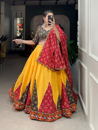pure_rayon_lehenga_set_withbandhej_with_foil_printed_cowrie_work_lace_border_1