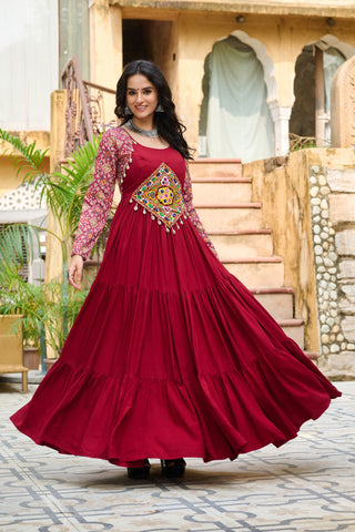 rayon-14kg-anarkali-style-long-gown-with-embroidery-print-work-color-maroon-2