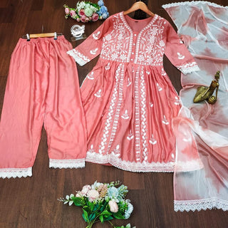rayon-cotton-kurti-palazzo-dupatta-set-with-chikankari-work-color-pink-4