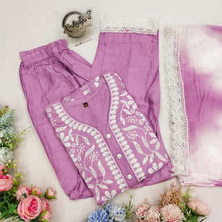 rayon-cotton-kurti-palazzo-dupatta-set-with-chikankari-work-color-purple-6