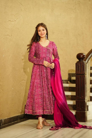          rayon-muslin-gown-pant-dupatta-suit-set-with-floral-print-work-color-pink
