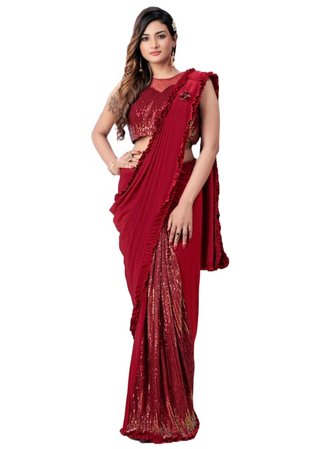 ready-to-wear-sequins-saree-red-color-2