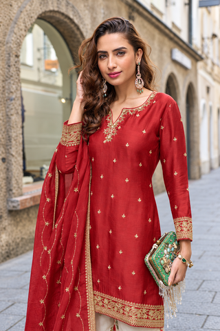 VARMAN DESIGNER SALWAR KAMEEZ FOR WOMEN READT TO WEAR CHINON SILK EMBROIDERY WITH LAZE WORK FULLY STITCHED ID : 10435352330522