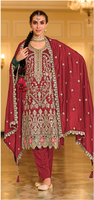 Varman Indian Pakistani Salwar Kameez Suit Women Ready to Wear Silk Fabric Party Wear 3 Pieces Set, Listing ID: PRE8997200101658