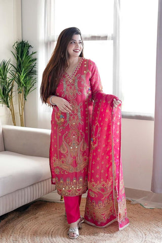 satin-silk-kurti-pant-dupatta-suit-set-with-embroidery-print-lace-work-color-magenta-8