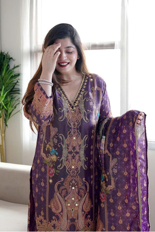 satin-silk-kurti-pant-dupatta-suit-set-with-embroidery-print-lace-work-color-purple-4