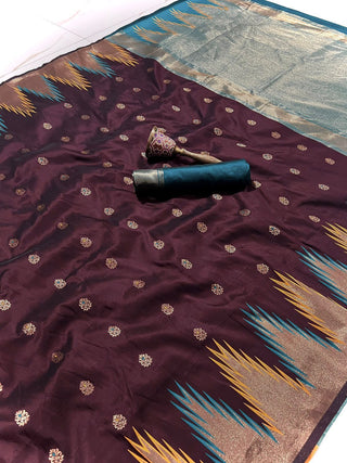 silk-saree-zari-minakari-temple-big-boder-weaving-work-brown