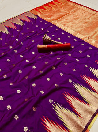 silk-saree-zari-minakari-temple-big-boder-weaving-work-purple
