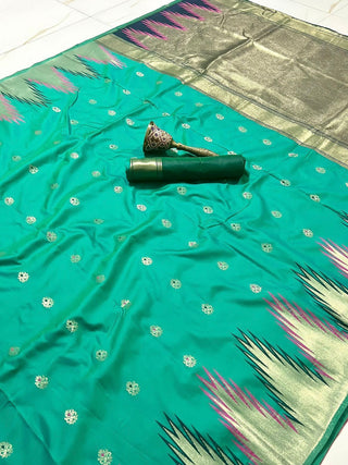    silk-saree-zari-minakari-temple-big-boder-weaving-work-turquoise