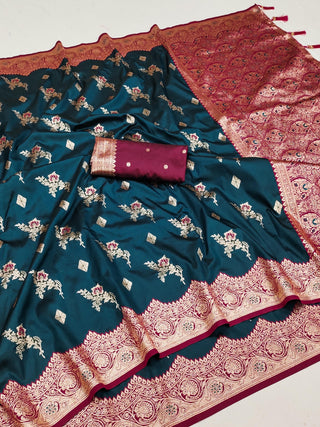 soft-banarasi-silk-saree-with-zari-weaving-meenakari-touchup-design-all-over-color-bluish-cyan