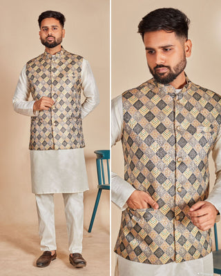 soft-silk-men-kurta-pyjama-koti-set-jacquard-print-work-color-5