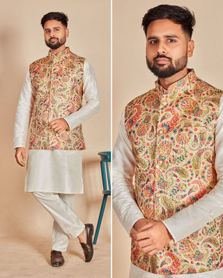 soft-silk-men-kurta-pyjama-koti-set-jacquard-print-work-color-6