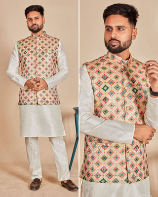 soft-silk-men-kurta-pyjama-koti-set-jacquard-print-work-color-7