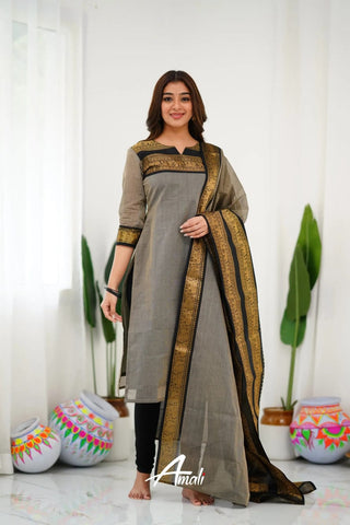 south-cotton-kurti-legging-dupatta-set-with-weaving-work-color-grey-1