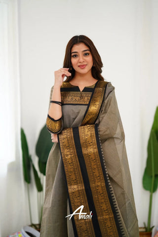 south-cotton-kurti-legging-dupatta-set-with-weaving-work-color-grey-4