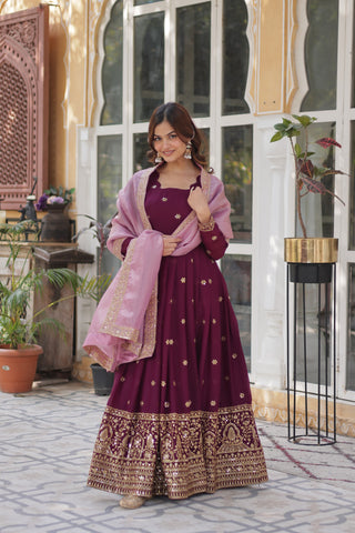 star-georgette-long-gown-dupatta-set-with-embroidery-zari-sequence-work-color-maroon-2