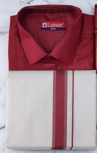 2-3 Days Delivery! Traditional Wear Tissue Cotton Shirt and  Dhotti, Vesti, Vetti with Pocket and Velcro work (Copy)