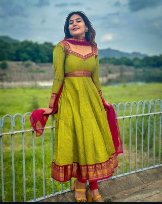 vichitra-silk-gown-dupatta-jacquard-weaving-zari-border-work-color-pistachio-1