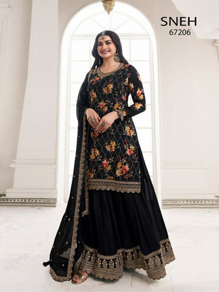 vin-sneh-heavy-chinon-top-plazzo-dupatta-set-with-print-embroidery-sequence-work-color-black
