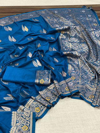 viscos-dola-silk-saree-hand-dying-weaving-latkan-color-blue-2