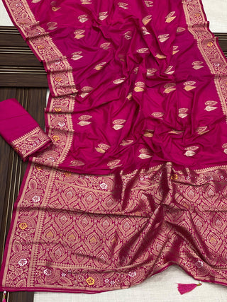 viscos-dola-silk-saree-hand-dying-weaving-latkan-color-magenta-1