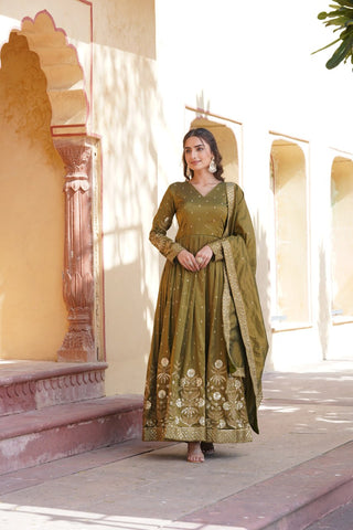 viscose-cosmos-gown-dupatta-suit-set-embroidery-zari-sequins-work-color-olive-2