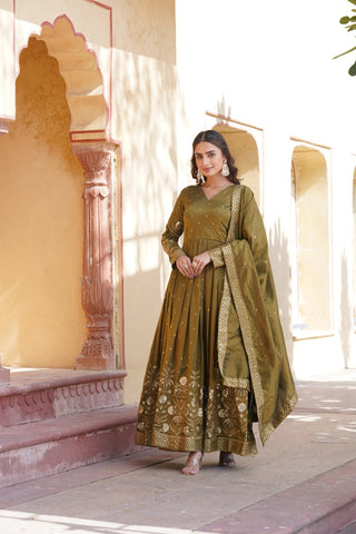 viscose-cosmos-gown-dupatta-suit-set-embroidery-zari-sequins-work-color-olive-4
