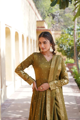 viscose-cosmos-gown-dupatta-suit-set-embroidery-zari-sequins-work-color-olive-7