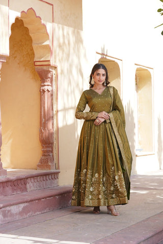 viscose-cosmos-gown-dupatta-suit-set-embroidery-zari-sequins-work-color-olive-8