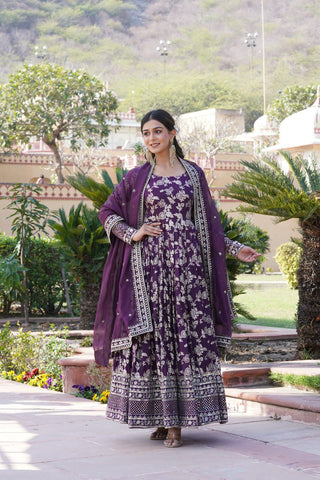 viscose-diable-jacquard-gown-dupatta-with-sequins-embroidery-work-color-wine-1