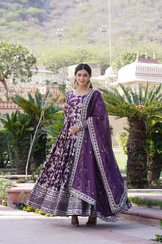 viscose-diable-jacquard-gown-dupatta-with-sequins-embroidery-work-color-wine-2