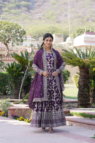 viscose-diable-jacquard-gown-dupatta-with-sequins-embroidery-work-color-wine-3