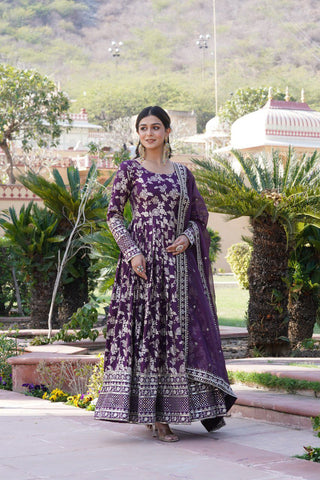 viscose-diable-jacquard-gown-dupatta-with-sequins-embroidery-work-color-wine-4