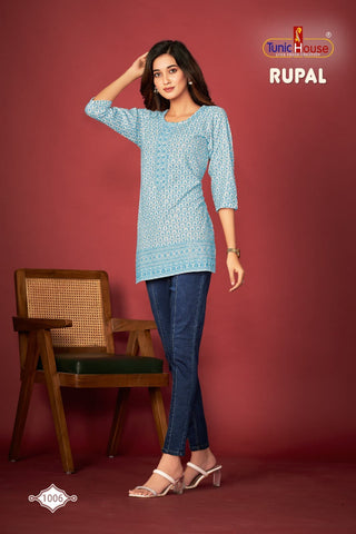 viscous-rayon-lucknowi-short-top-kurti-with-lucknowi-work-color-blue-cyan