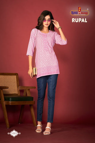 viscous-rayon-lucknowi-short-top-kurti-with-lucknowi-work-color-pink