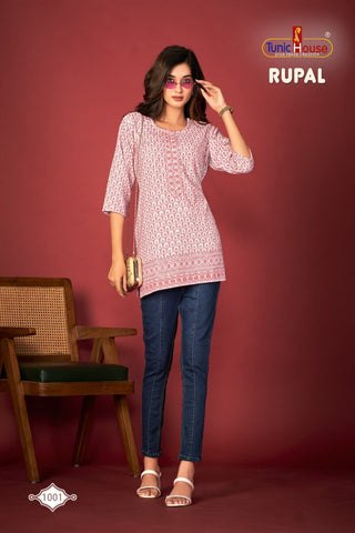 viscous-rayon-lucknowi-short-top-kurti-with-lucknowi-work-color-red