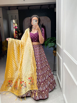 women-zari-foil-designer-aada-slub-silk-with-jacquard-paithani-lehenga-choli