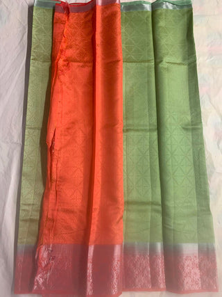 2-3 Days Delivery! Tussar Silk With Contrast Blouse Style #1