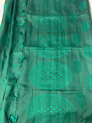 Green Color  embroidered Tussar Fancy Saree