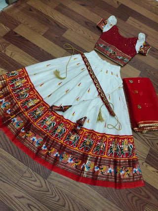 Pure Dola Silk With embroidered Sequence Work - Kids Lehenga