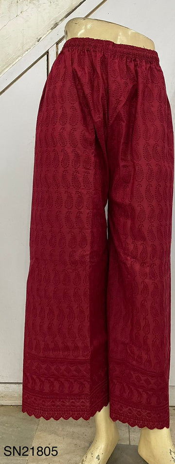 Chicken Palazzo Embroidered Maroon ankle pant