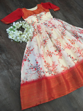 Printed Gown With Weaving Border
